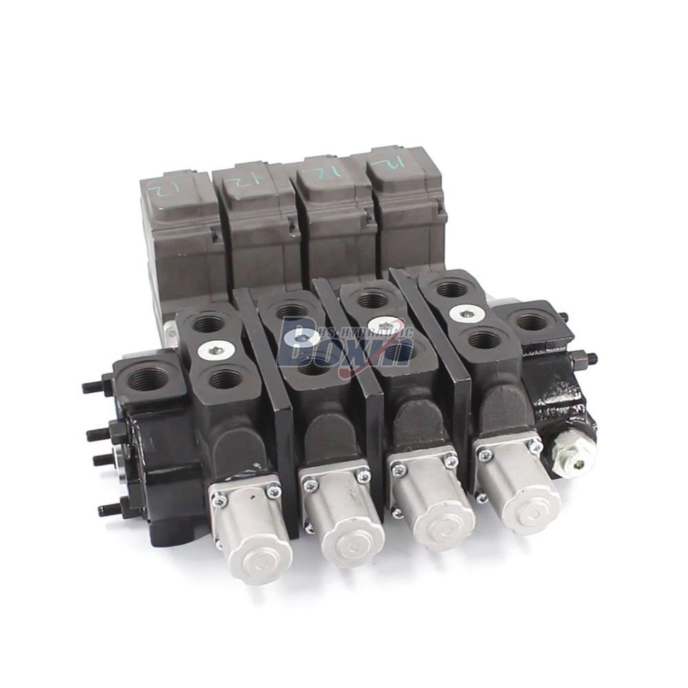 High Performance SD8EMA-4OT 4 Spool Sectional Valve with Electric Motor Control image